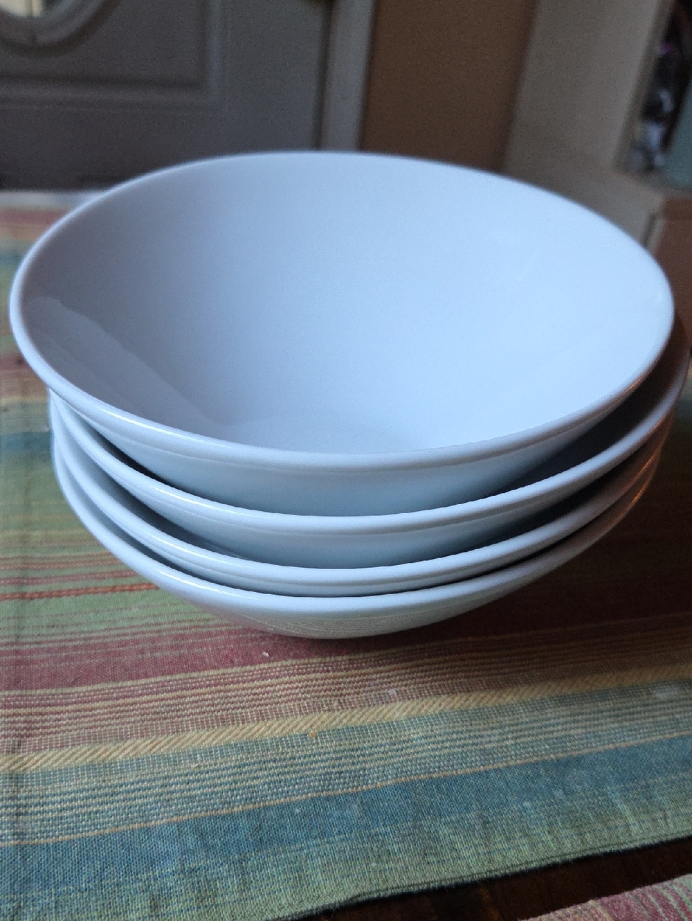Sur La Table White Slanted Ceramic Serving Bowls -Set of 4 Artful Classic Joyful